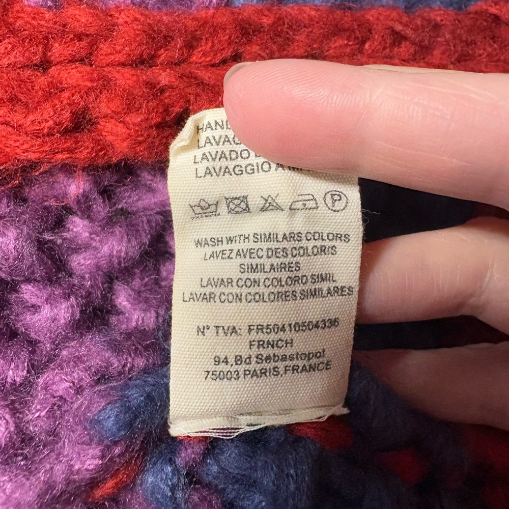 FRNCH Lobelia cardigan sweater chunky rainbow knit women’s size medium large - Picture 8 of 9